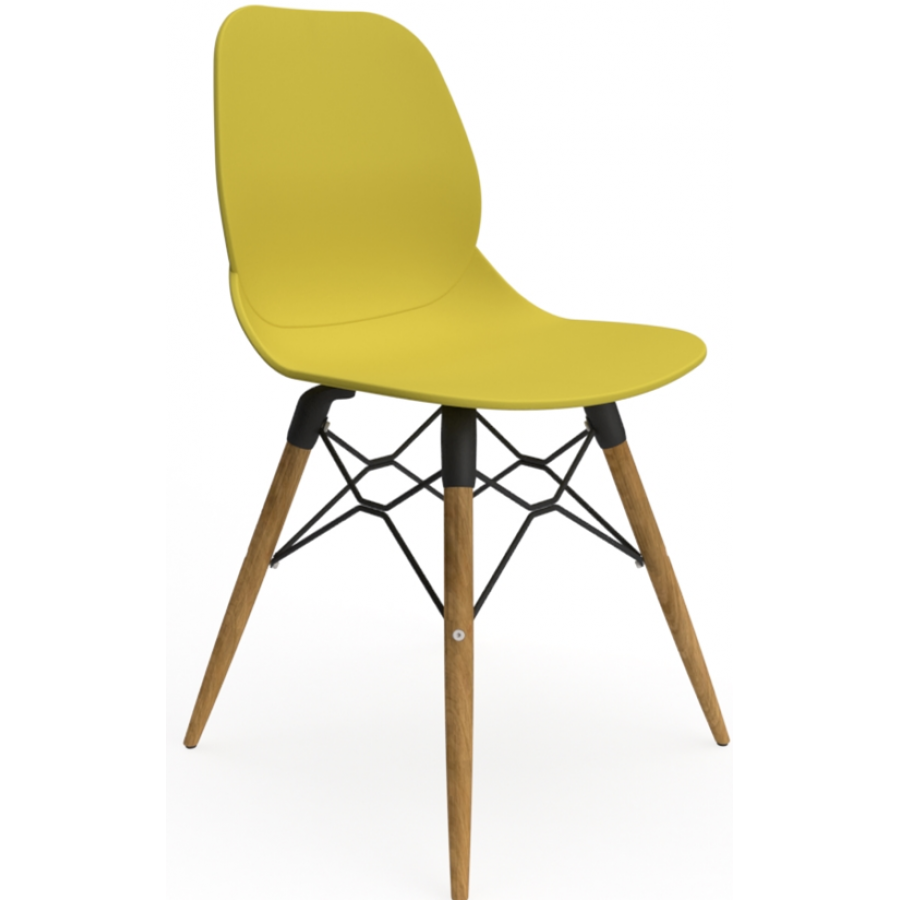 Coco Plastic Shell Chair with Wooden 4 leg Eiffel Frame