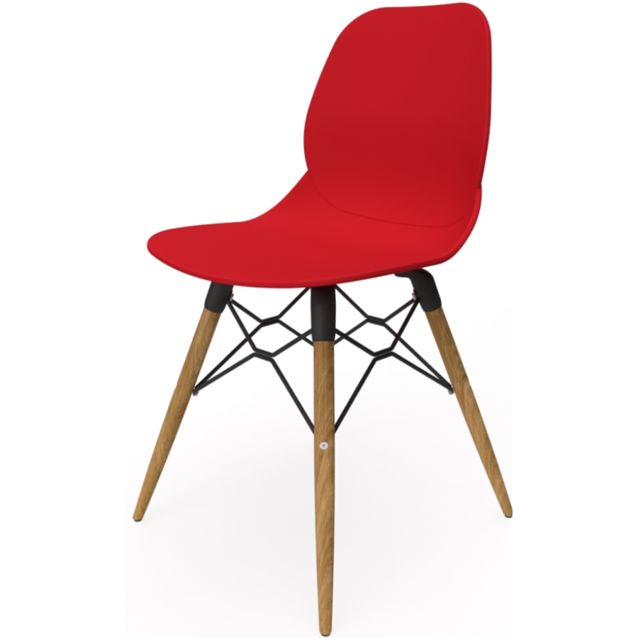 Coco Plastic Shell Chair with Wooden 4 leg Eiffel Frame