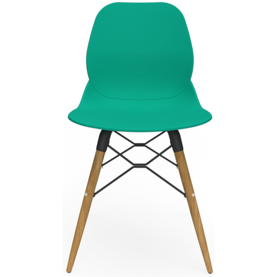 Coco Plastic Shell Chair with Wooden 4 leg Eiffel Frame