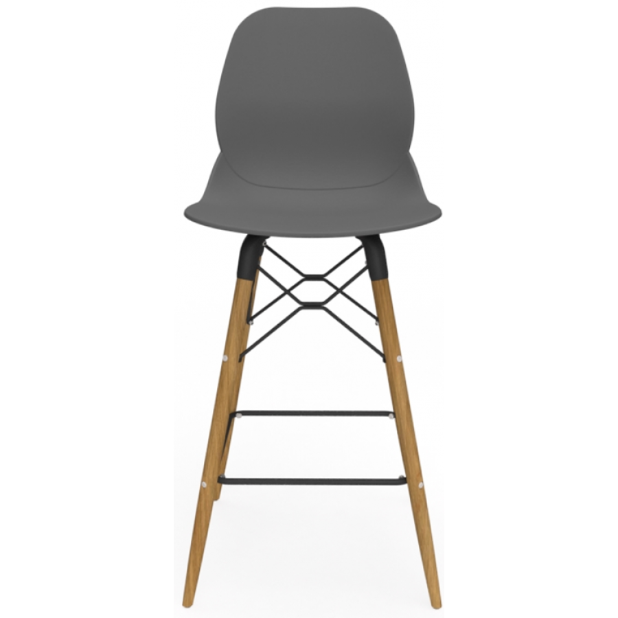 Coco Plastic Shell High Stool with Wooden 4 Leg Eiffel Frame