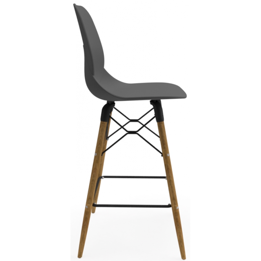 Coco Plastic Shell High Stool with Wooden 4 Leg Eiffel Frame