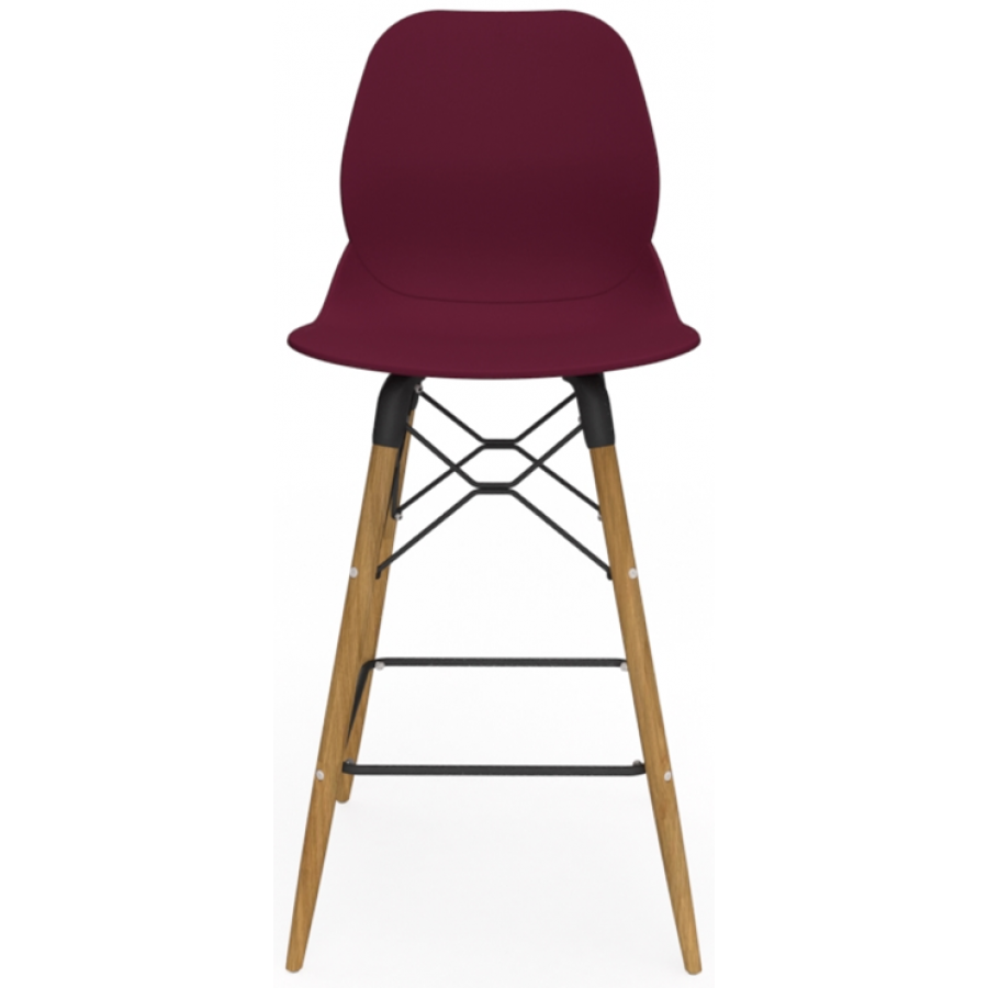 Coco Plastic Shell High Stool with Wooden 4 Leg Eiffel Frame