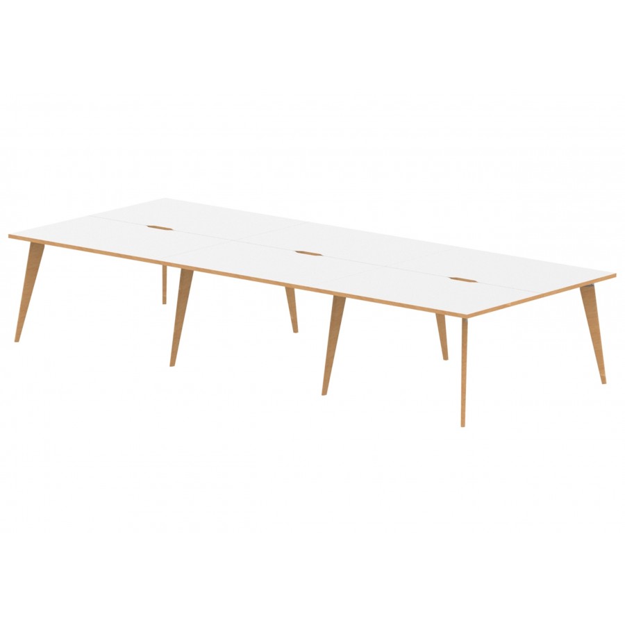 Oslo B2B Wood Frame Bench Desk (6 pod)