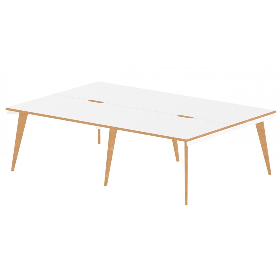 Oslo B2B Wood Frame Bench Desk (4 pod)