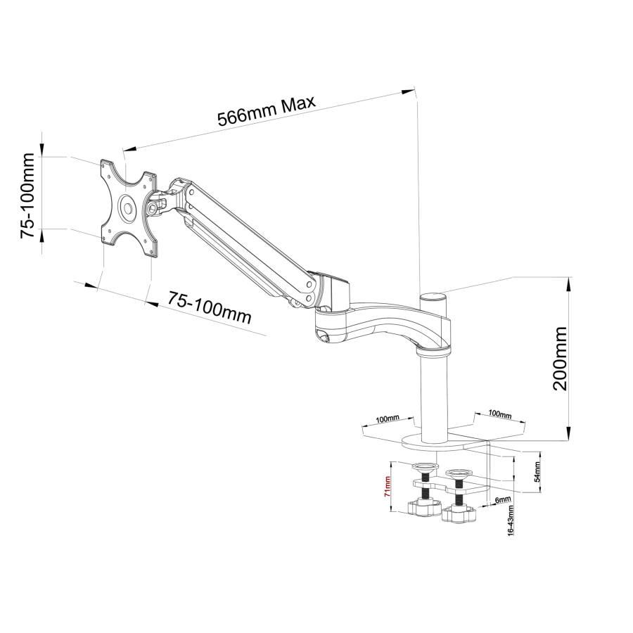 Single Monitor Adjustable Arm