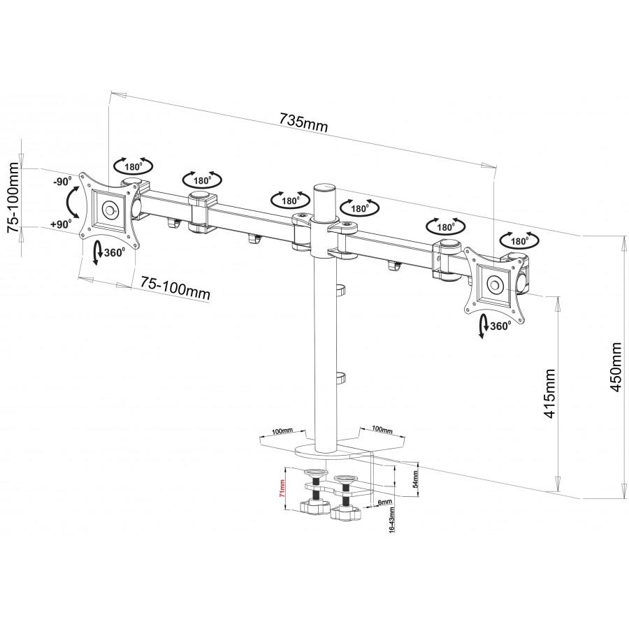 Twin LED LCD Monitor Arm Stand