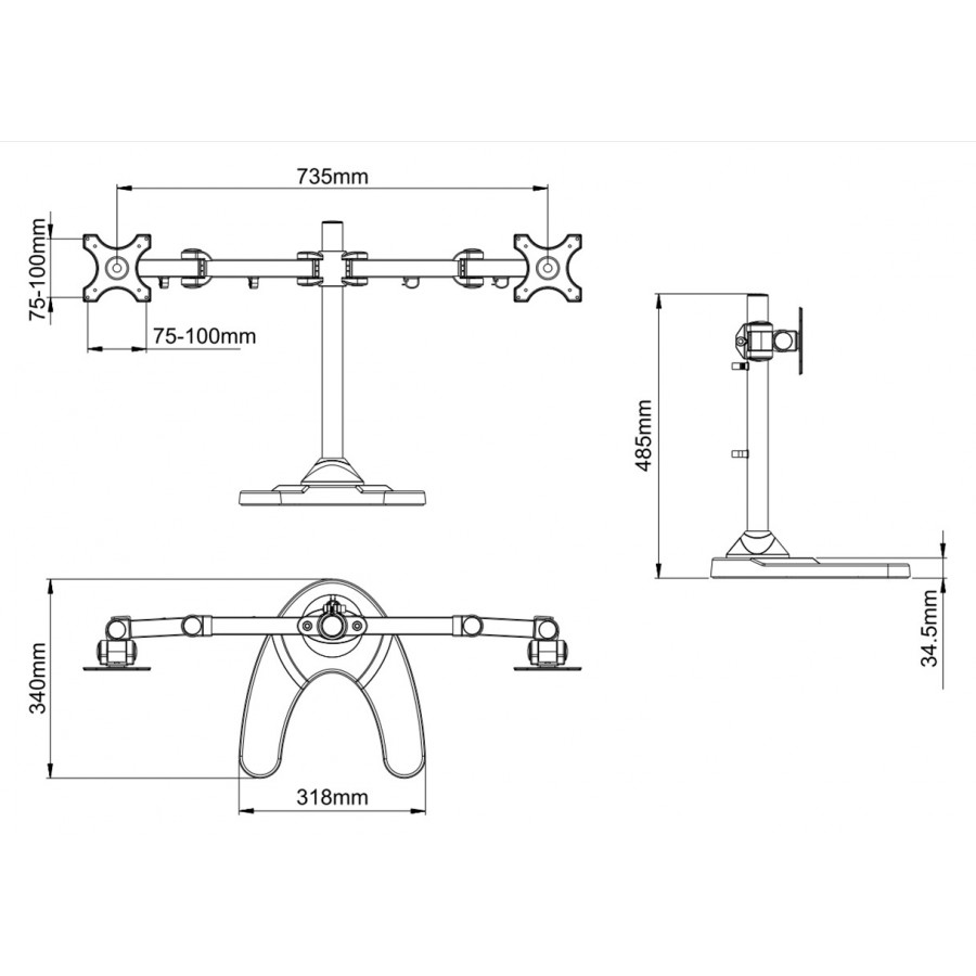 Double LCS LED Monitor Arm Stand