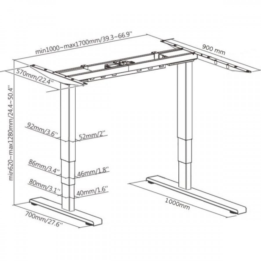 Radial Corner Desk Height Adjustable Desk Frame (frame only) 