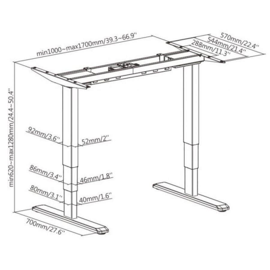 Dual Motor Height Adjustable Desk Frame (frame only) 