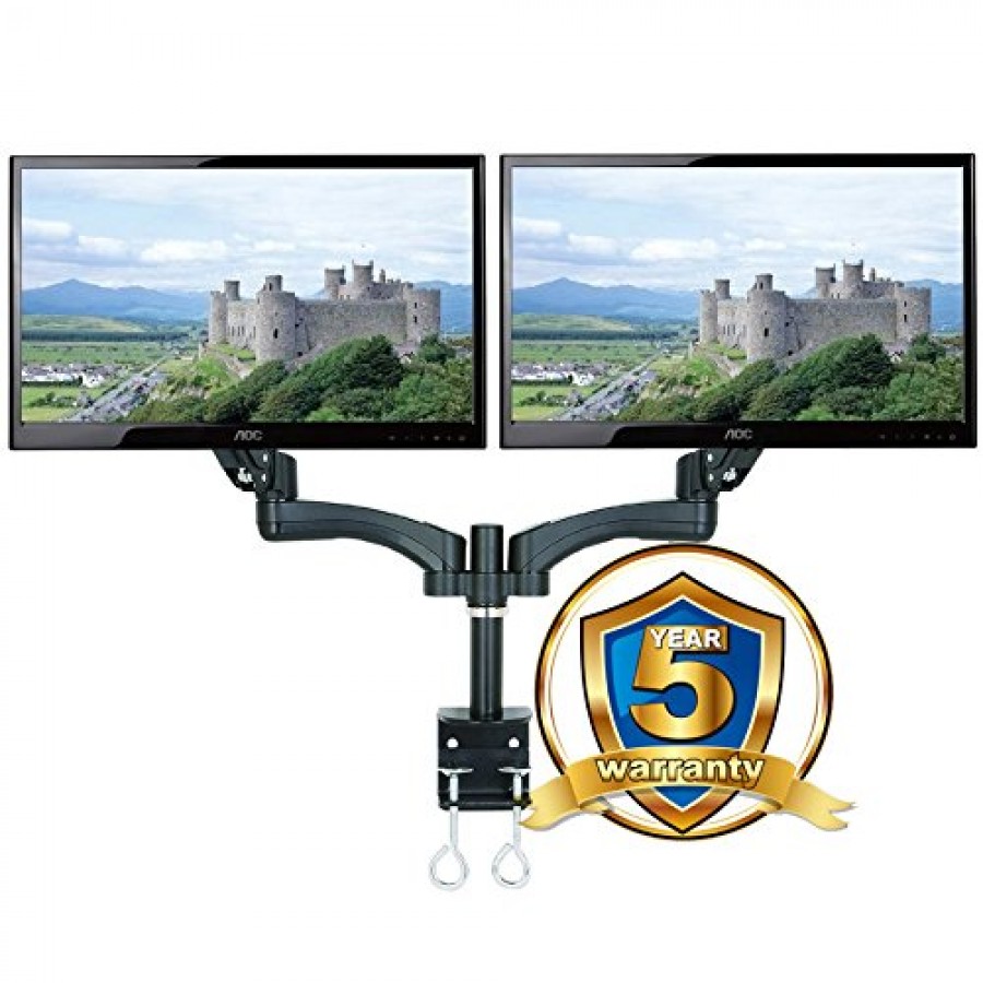 Dual Monitor Arm For Screens 15" - 27"