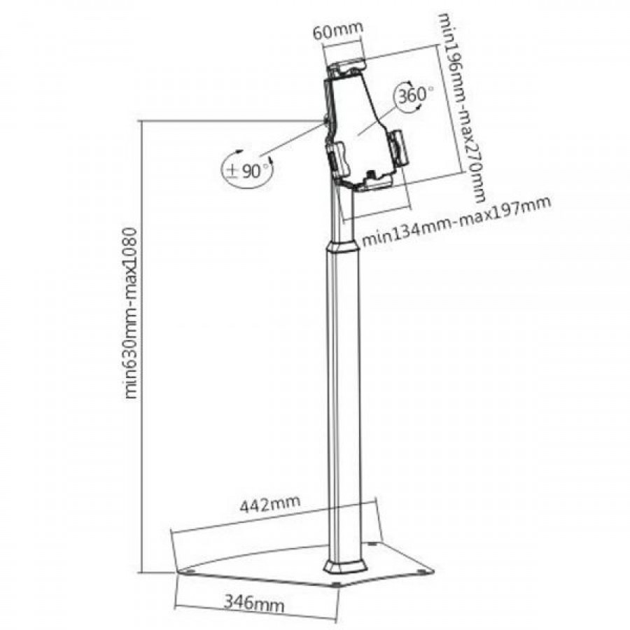 Allcam UT2105FL Universal 8″-11″ Tablet Floor Stand Kiosk w/Security Lock