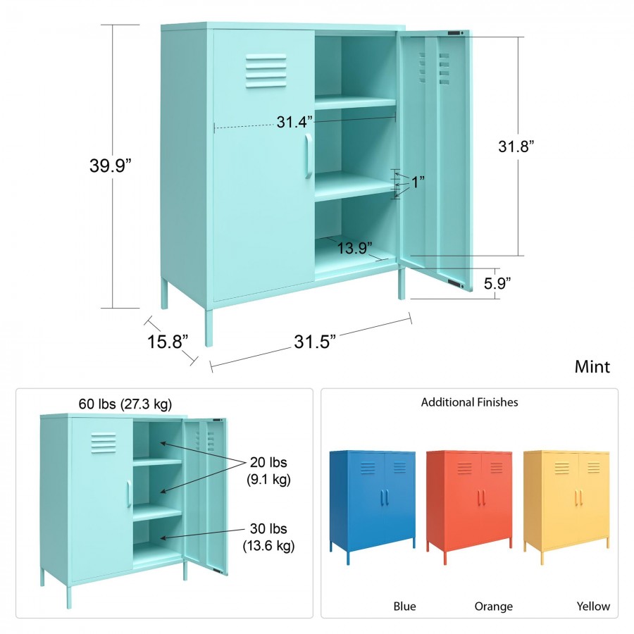 Novogratz Metal Cupboard with Shelves