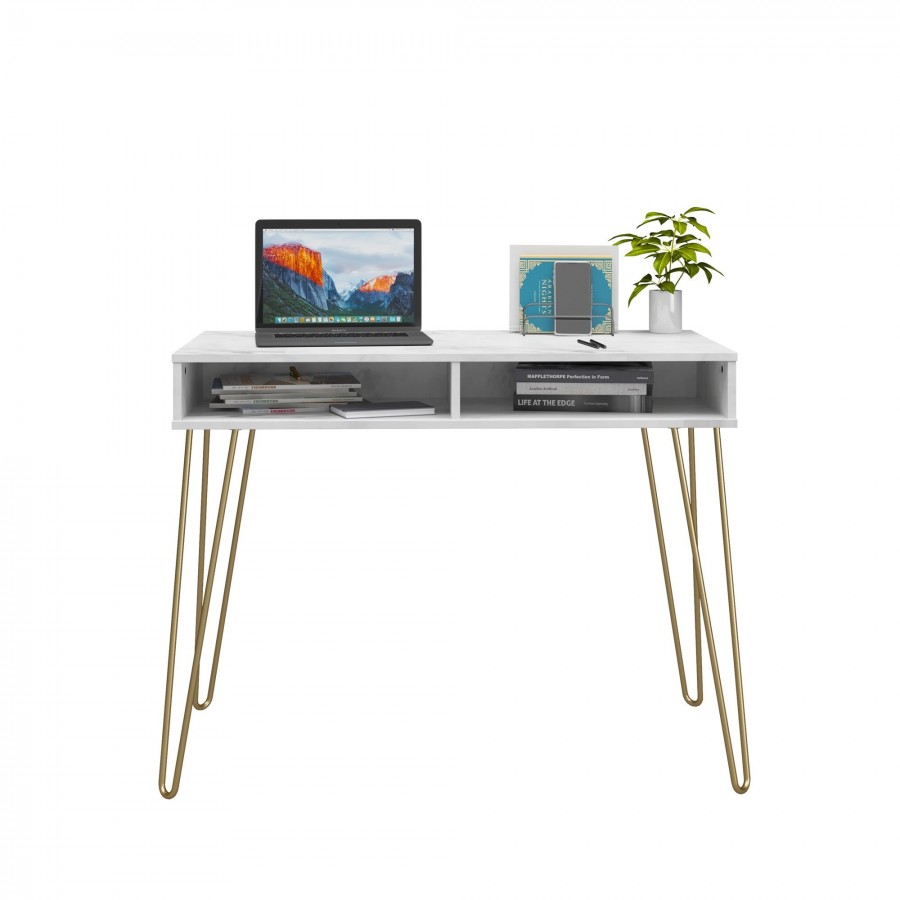 Novogratz Marble Effect Athena Desk With Storage