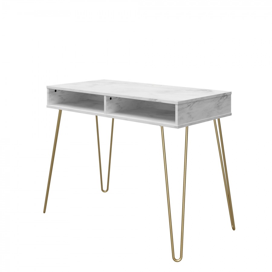 Novogratz Marble Effect Athena Desk With Storage