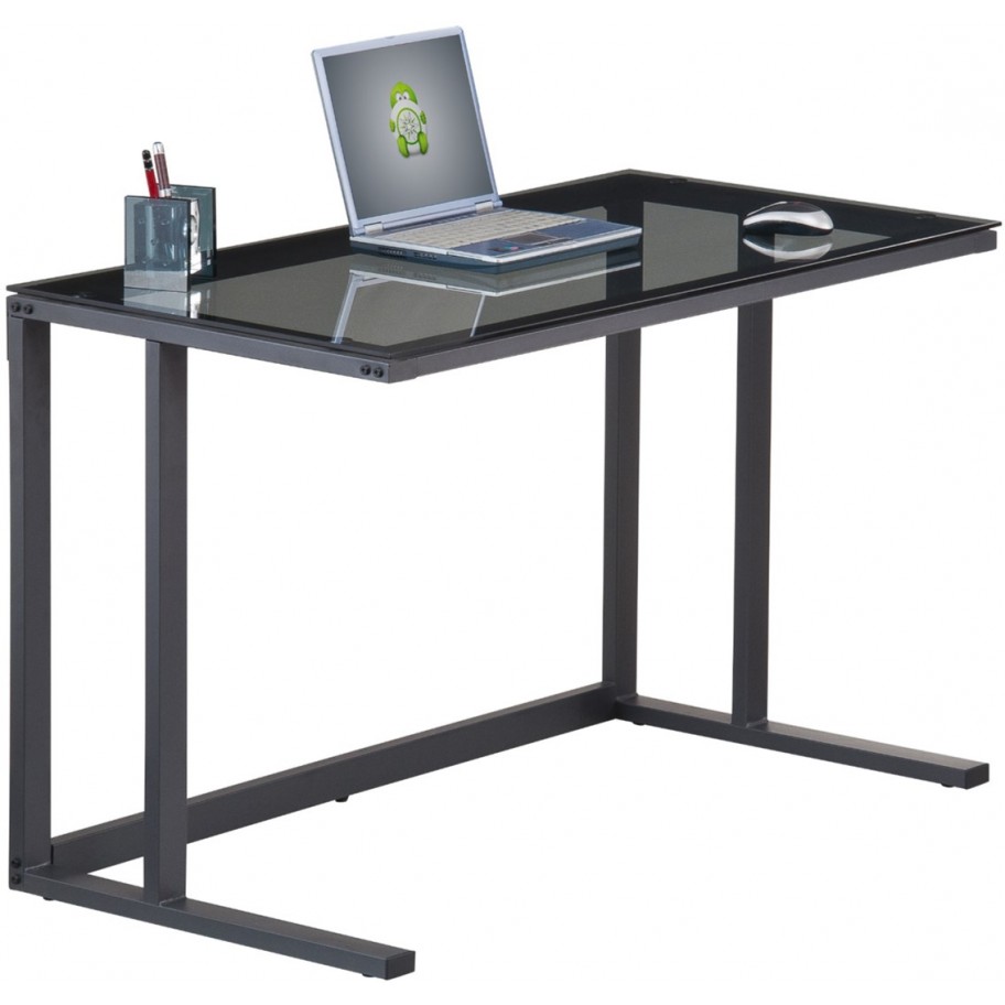 Air Black Frame Smoked Glass Desk Desks In Sudbury