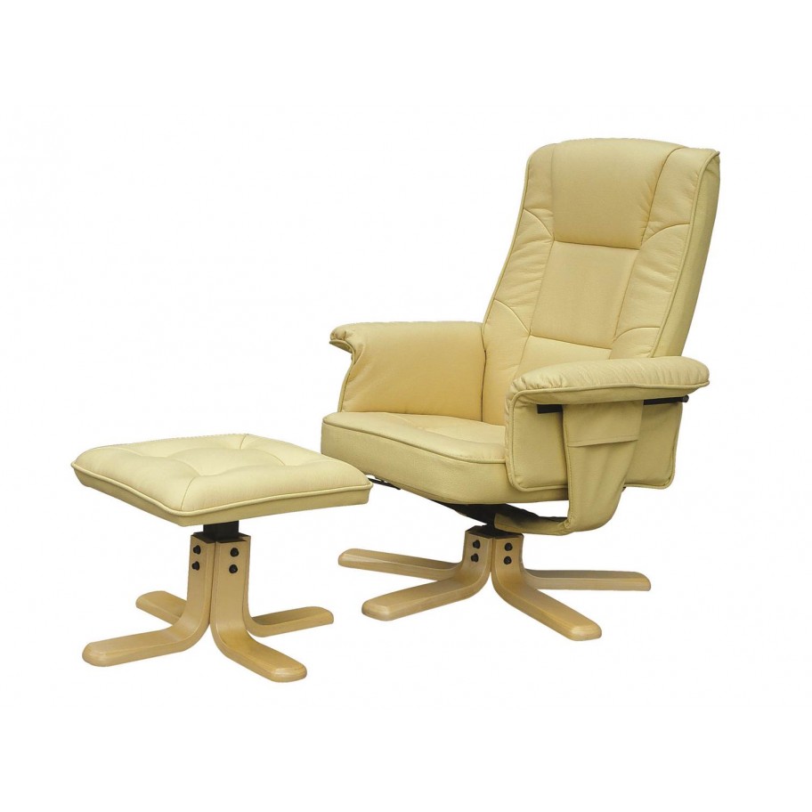 Drake Leather Recliner Chair With Footstool