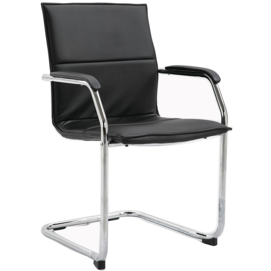 Higham Leather Cantilever Stackable Chair