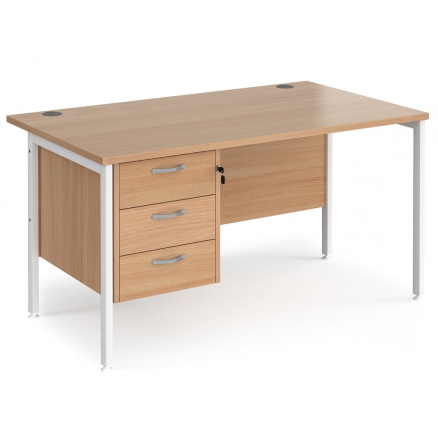 Maestro H Frame Straight Office Desk with Fixed Pedestal 