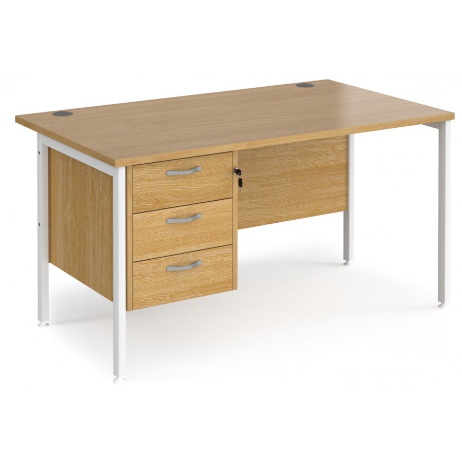 Maestro H Frame Straight Office Desk with Fixed Pedestal 