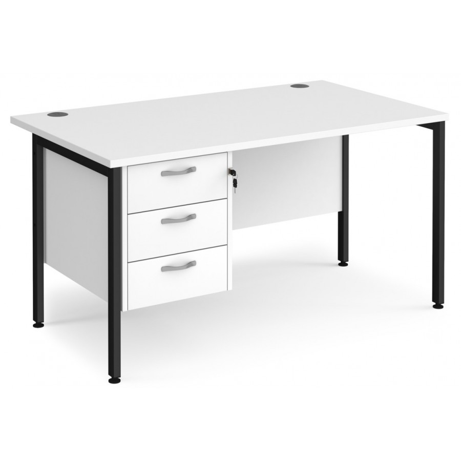 Maestro H Frame Straight Office Desk with Fixed Pedestal 