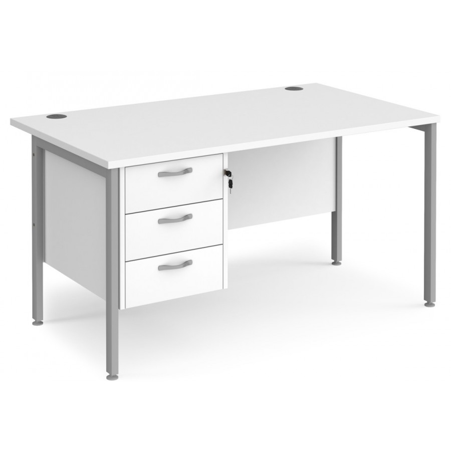 Maestro H Frame Straight Office Desk with Fixed Pedestal 