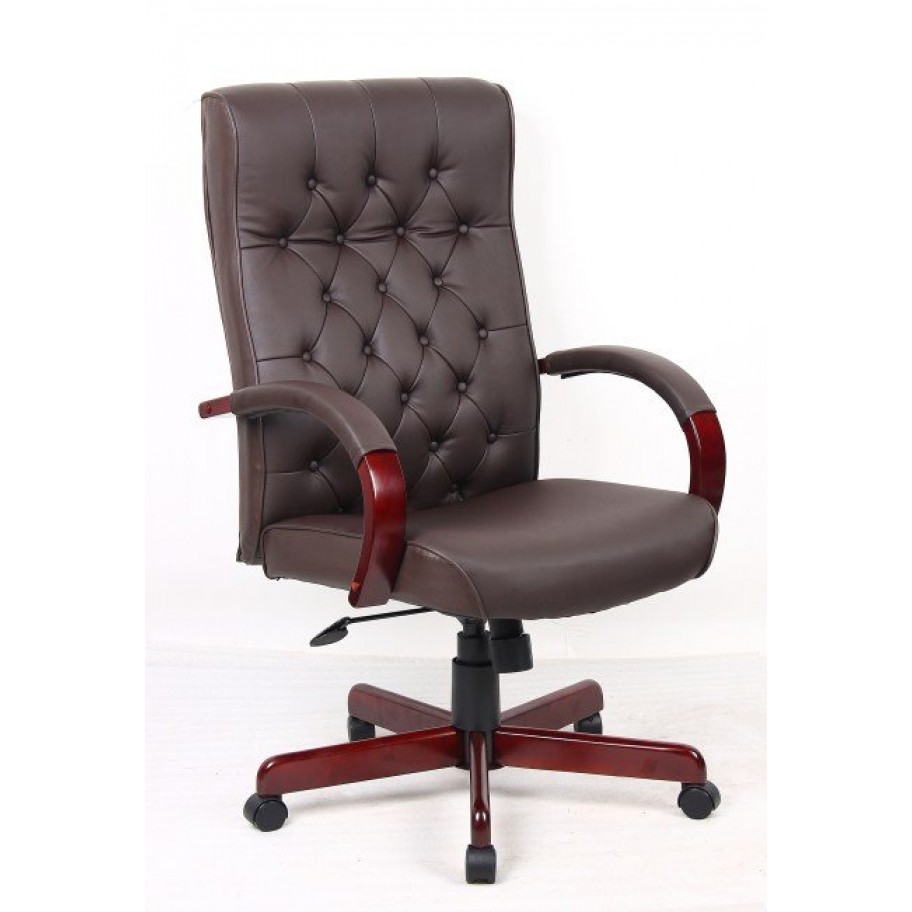 Chesham Traditional Brown Leather Office Chair