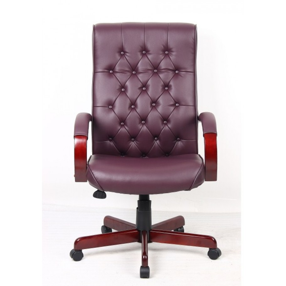 chesham traditional burgundy leather office chair