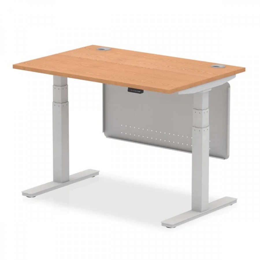 Air Height Adjustable Desk with Cable Ports with Steel Modesty Panel