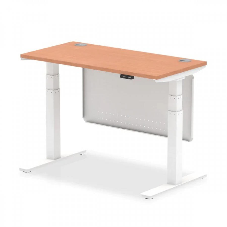 Air Slimline Height Adjustable Desk with Cable Ports with Steel Modesty Panel