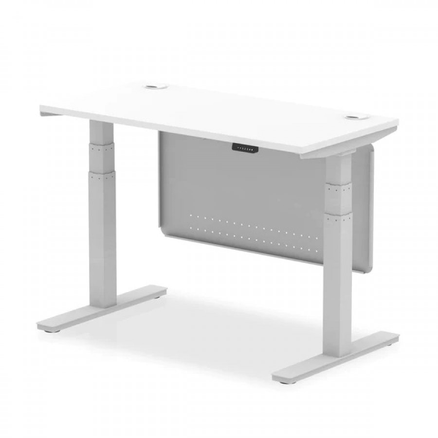 Air Slimline Height Adjustable Desk with Cable Ports with Steel Modesty Panel