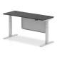 Air Slimline Height Adjustable Black Series Desk with Cable Ports with Steel Modesty Panel