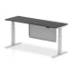 Air Slimline Height Adjustable Black Series Desk with Cable Ports with Steel Modesty Panel