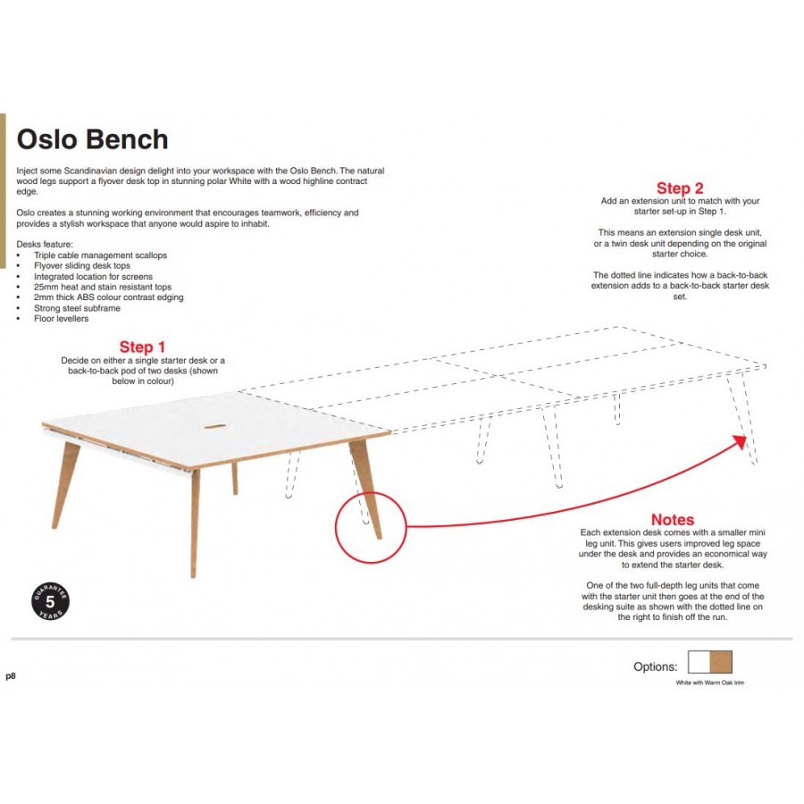 Oslo Rectangular Board Room Wood Frame Bench Desk 