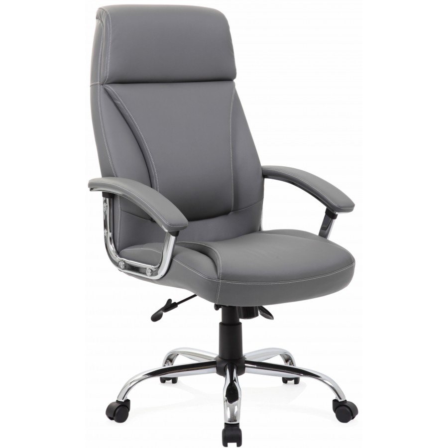 Grey leather office hotsell chair with arms