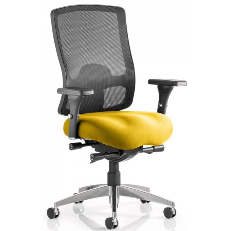 Regent upholstered ergonomic mesh posture yellow office chair