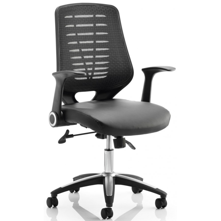 Reading Mesh Back Leather Seat Office Chair 