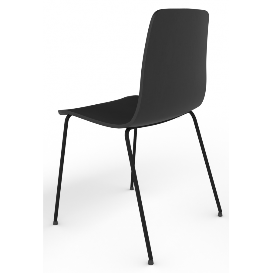 Almond Ash Shell Chair with Black 4-Leg Steel Frame