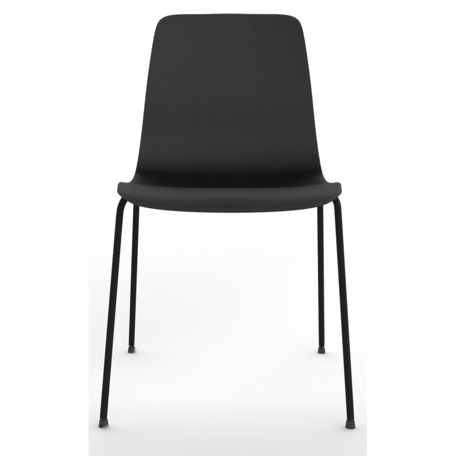 Almond Ash Shell Chair with Black 4-Leg Steel Frame