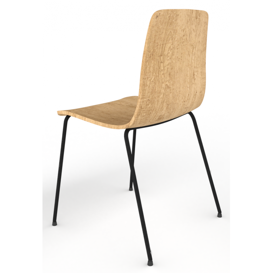 Almond Ash Shell Chair with Black 4-Leg Steel Frame