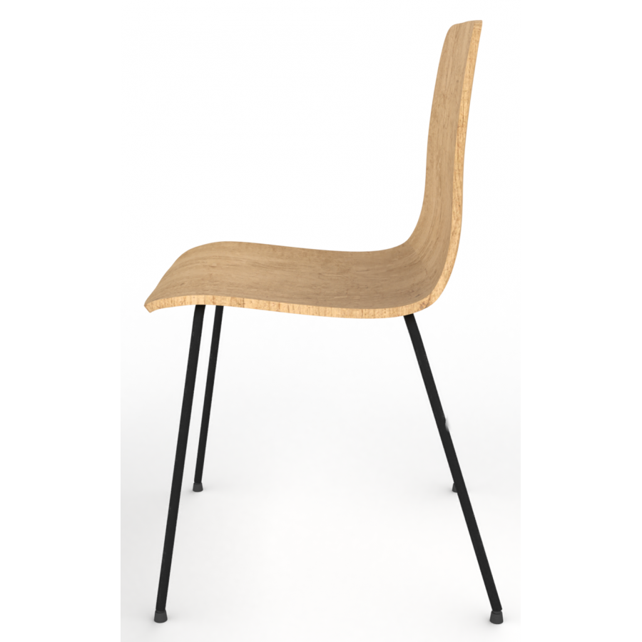 Almond Ash Shell Chair with Black 4-Leg Steel Frame