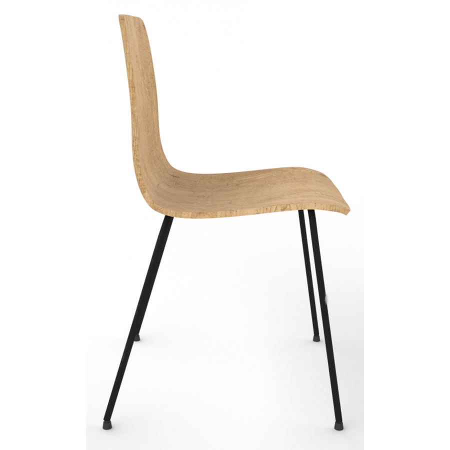 Almond Ash Shell Chair with Black 4-Leg Steel Frame