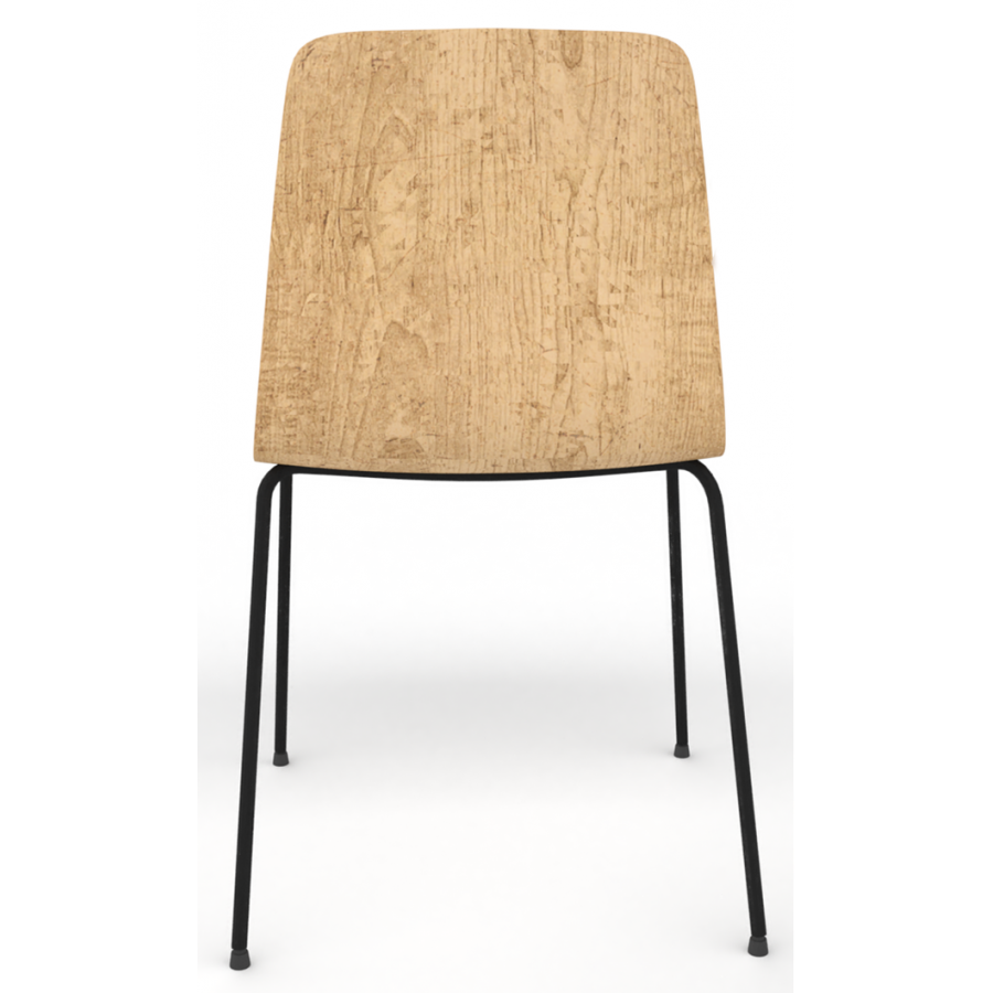 Almond Ash Shell Chair with Black 4-Leg Steel Frame