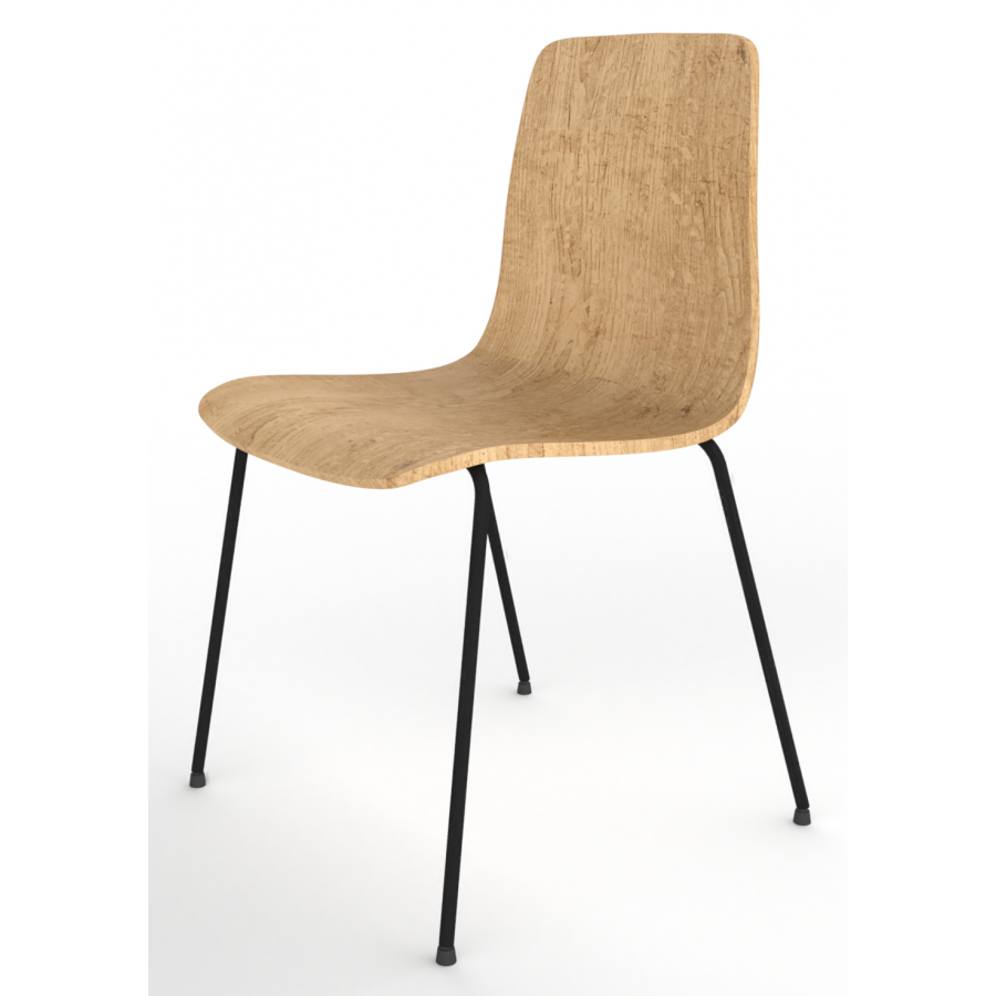 Almond Ash Shell Chair with Black 4-Leg Steel Frame