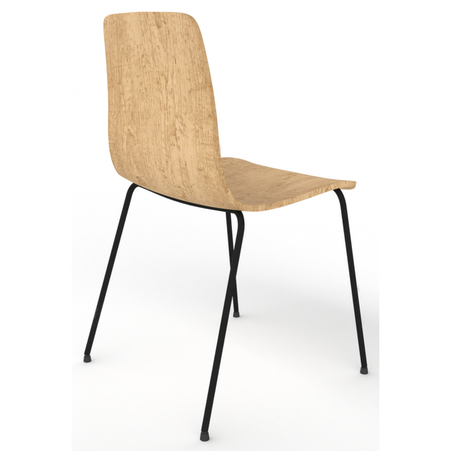 Almond Ash Shell Chair with Black 4-Leg Steel Frame