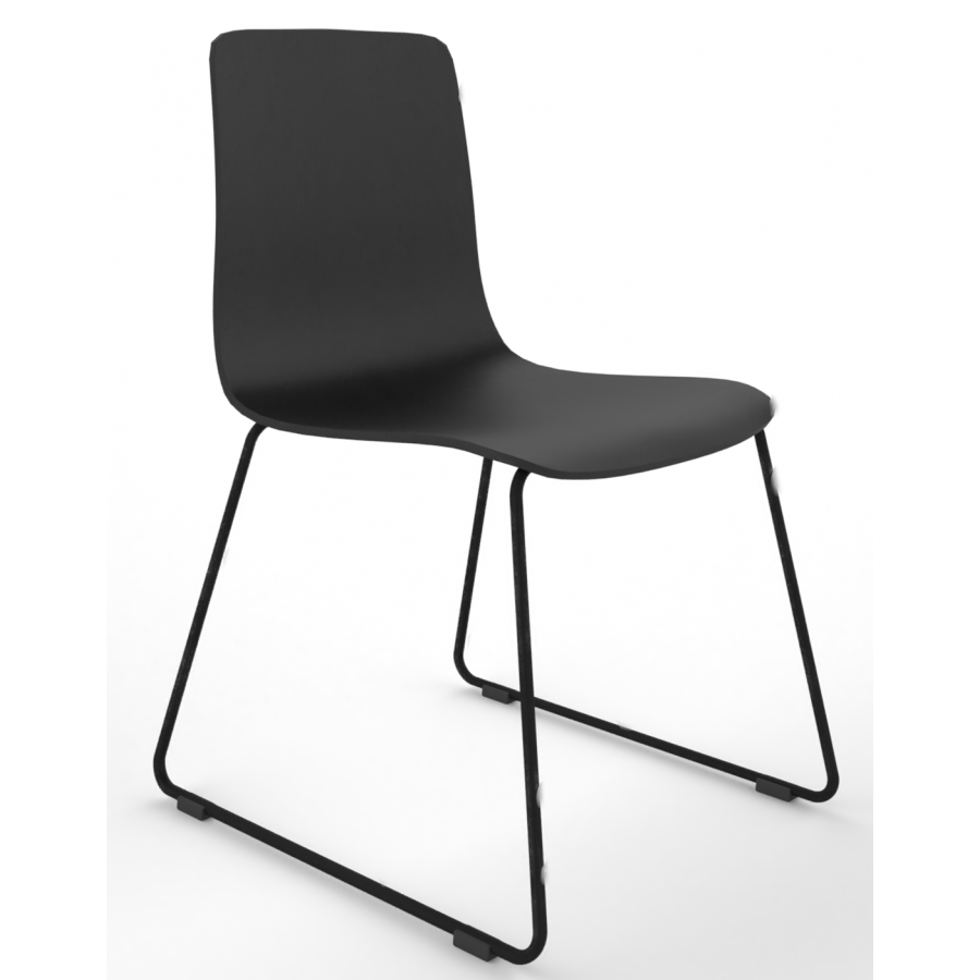 Almond Ash Shell Chair with Black Skid Steel Frame