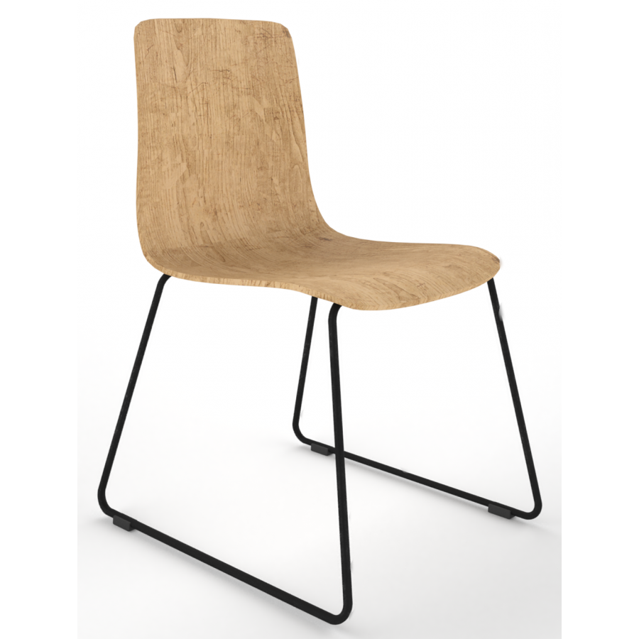 Almond Ash Shell Chair with Black Skid Steel Frame