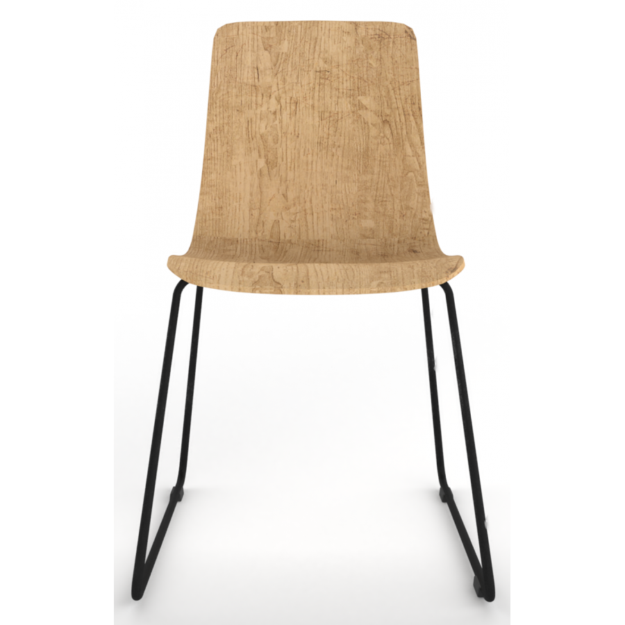 Almond Ash Shell Chair with Black Skid Steel Frame