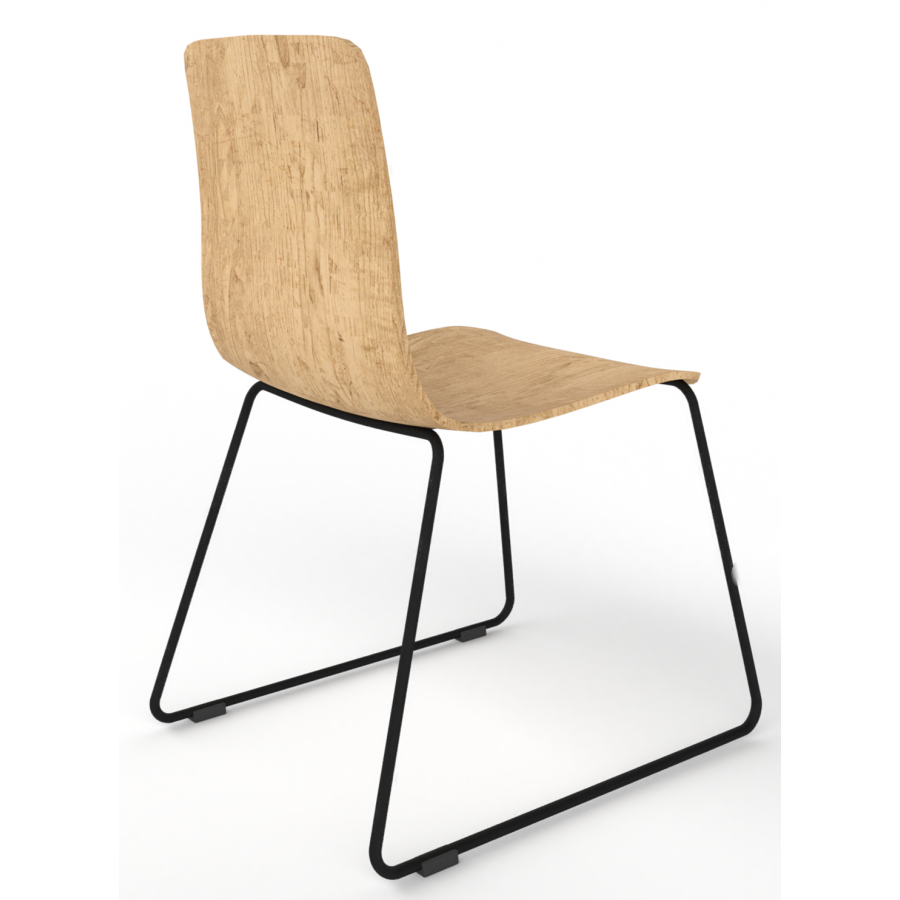 Almond Ash Shell Chair with Black Skid Steel Frame