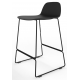 Almond Ash Shell Chair Medium Stool with Black Steel Frame