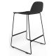Almond Ash Shell Chair Medium Stool with Black Steel Frame